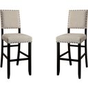 The appearance of Sania Ii Antique Black Bar Chair Set Of 2 designed by Furniture of America in the transitional interior design. This black piece of furniture  was selected by 1StopBedrooms from Sania Collection to add a touch of cosiness and style into your home. Sku: CM3324BK-BC-2PK. Material: Fabric.