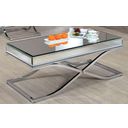 The appearance of Sundance Chrome Coffee Table designed by Furniture of America in the modern / contemporary interior design. This silver piece of furniture  was selected by 1StopBedrooms from Sundance Collection to add a touch of cosiness and style into your home. Sku: CM4230CRM-C. Material: Metal.