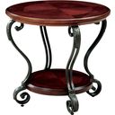 The appearance of May Brown Cherry End Table designed by Furniture of America in the transitional interior design. This brown piece of furniture  was selected by 1StopBedrooms from May Collection to add a touch of cosiness and style into your home. Sku: CM4326E. Material: Metal.