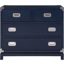 The appearance of Coastal Living Marina 4 Drawer Campaign Chest designed by Universal in the coastal interior design. This blue piece of furniture was selected by 1StopBedrooms from Coastal Living Collection to add a touch of cosiness and style into your home. Sku: 833D360. Material: Ash Veneer.