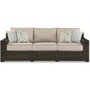 The appearance of Coastline Bay Brown Sofa with Cushion designed by Signature Design by Ashley in the transitional interior design. This brown piece of furniture was selected by 1StopBedrooms from Coastline Bay Collection to add a touch of cosiness and style into your home. Sku: P784-838. Material: Fabric.