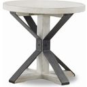 The appearance of Coming Home Friendship Round End Table In Chalk designed by Legacy Classic in the country / farmhouse interior design. This chalk piece of furniture  was selected by 1StopBedrooms from Coming Home Collection to add a touch of cosiness and style into your home. Sku: TY926-808. Material: Oak Veneer.