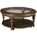 The appearance of Commonwealth Corso Round Coffee Table In Warm Brunette designed by Kincaid in the interior design. This warm brunette piece of furniture was selected by 1StopBedrooms from Commonwealth Collection to add a touch of cosiness and style into your home. Sku: 161-911. Material: Solid Wood.