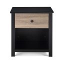 The appearance of Connelly Nightstand In Black and Vintage Walnut designed by Olive and Opie in the transitional interior design. This black/vintage walnut piece of furniture was selected by 1StopBedrooms from Connelly Collection to add a touch of cosiness and style into your home. Sku: 27502-BLK. Material: Wood.