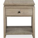 The appearance of Conrad Rectangular End Table In Stone Harbor Grey designed by Magnussen in the modern / contemporary interior design. This stone harbor grey piece of furniture  was selected by 1StopBedrooms from Conrad Collection to add a touch of cosiness and style into your home. Sku: T5865-03. Material: Pine Veneer.