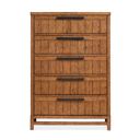 The appearance of Conway Drawer Chest In Honey Wheat designed by Magnussen in the transitional interior design. This honey wheat piece of furniture  was selected by 1StopBedrooms from Conway Collection to add a touch of cosiness and style into your home. Sku: B6422-10. Material: Oak Veneer.