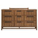 The appearance of Conway Drawer Dresser In Honey Wheat designed by Magnussen in the transitional interior design. This honey wheat piece of furniture  was selected by 1StopBedrooms from Conway Collection to add a touch of cosiness and style into your home. Sku: B6422-20. Material: Oak Veneer.