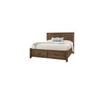 Cool Rustic Queen Plank Bed With Footboard Storage In Mink