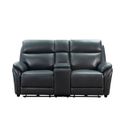 Corry Power Reclining Console Loveseat with Power Head Rests, Power Lumbar and Hidden cupholders In Dark Blue