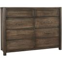 The appearance of Crafted Oak 8 Drawer Dresser In Aged Grey designed by Vaughan Bassett in the transitional interior design. This aged gray piece of furniture was selected by 1StopBedrooms from Crafted Oak Collection to add a touch of cosiness and style into your home. Sku: 793-003. Material: Wood.