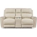 The appearance of Dahlmoore Power Reclining Loveseat with Console In Almond designed by Signature Design by Ashley in the modern / contemporary interior design. This almond piece of furniture was selected by 1StopBedrooms from Dahlmoore Collection to add a touch of cosiness and style into your home. Sku: U1320096. Material: Leather Match.