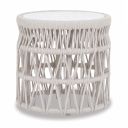 The appearance of Dana End Table with Honed Carrara Marble Top in Beige designed by Sunset West in the transitional interior design. This beige piece of furniture was selected by 1StopBedrooms from Dana Collection to add a touch of cosiness and style into your home. Sku: SW4301-ET. Material: Olefin Rope.