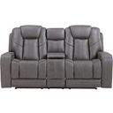 The appearance of Daniel Triple Power Leather Theater Loveseat In Gray designed by Steve Silver in the modern / contemporary interior design. This gray piece of furniture  was selected by 1StopBedrooms from Daniel Collection to add a touch of cosiness and style into your home. Sku: DAE800L. Material: Genuine Leather.