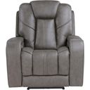 The appearance of Daniel Triple Power Leather Theater Recliner In Gray designed by Steve Silver in the modern / contemporary interior design. This gray piece of furniture  was selected by 1StopBedrooms from Daniel Collection to add a touch of cosiness and style into your home. Sku: DAE800C. Material: Genuine Leather.