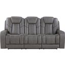 The appearance of Daniel Triple Power Leather Theater Sofa In Gray designed by Steve Silver in the modern / contemporary interior design. This gray piece of furniture  was selected by 1StopBedrooms from Daniel Collection to add a touch of cosiness and style into your home. Sku: DAE800S. Material: Genuine Leather.