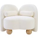 Daphne Chenille Fabric Chair In Natural and Cream and Black