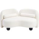 Daphne Chenille Fabric Loveseat In Natural and Cream and Black