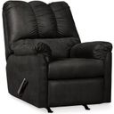 The appearance of Darcy Rocker Recliner In Black designed by Signature Design by Ashley in the modern / contemporary interior design. This black piece of furniture was selected by 1StopBedrooms from Darcy Collection to add a touch of cosiness and style into your home. Sku: 7500825. Material: Polyester.
