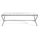 The appearance of Debbie Rectangle Metal Coffee Table In Silver designed by Safavieh Couture in the transitional interior design. This silver piece of furniture  was selected by 1StopBedrooms from Debbie Collection to add a touch of cosiness and style into your home. Sku: SFV9522B. Material: Iron.