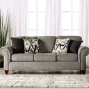 The appearance of Delgada Sofa In Graphite designed by Furniture of America in the transitional interior design. This graphite piece of furniture was selected by 1StopBedrooms from Delgada Collection to add a touch of cosiness and style into your home. Sku: SM7750-SF. Material: Chenille.