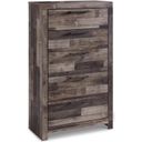 The appearance of Derekson Multi Gray Five Drawer Chest designed by Signature Design by Ashley in the transitional interior design. This multi gray piece of furniture was selected by 1StopBedrooms from Derekson Collection to add a touch of cosiness and style into your home. Sku: B200-46. Material: Wood.