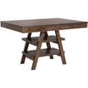 The appearance of Dewey 2-drawer Counter Height Table with Open Shelves Walnut designed by Coaster in the transitional interior design. This walnut piece of furniture was selected by 1StopBedrooms from Dewey Collection to add a touch of cosiness and style into your home. Sku: 115208B1;115208B2. Material: Wood. Table Top Shape: Rectangular. Size: 42" x 60".