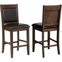 The appearance of Dewey Upholstered Counter Height Chairs with Footrest Set of 2 Brown and Walnut designed by Coaster in the transitional interior design. This walnut piece of furniture was selected by 1StopBedrooms from Dewey Collection to add a touch of cosiness and style into your home. Sku: 115209. Material: Wood.