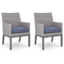 The appearance of Dillon Beach Outdoor Arm Chair with Cushion Set of 2 In Gray and Blue designed by Signature Design by Ashley in the modern / contemporary interior design. This gray/blue piece of furniture was selected by 1StopBedrooms from Dillon Beach Collection to add a touch of cosiness and style into your home. Sku: P418-601A. Material: Fabric.