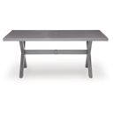 The appearance of Dillon Beach Rectangular Outdoor Dining Table In Gray designed by Signature Design by Ashley in the modern / contemporary interior design. This gray piece of furniture was selected by 1StopBedrooms from Dillon Beach Collection to add a touch of cosiness and style into your home. Sku: P418-625. Table Top Shape: Rectangular. Material: Aluminium.