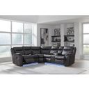 The appearance of Dime-Box Right-Arm Facing Reclining Loveseat In Eclipse designed by Signature Design by Ashley in the modern / contemporary interior design. This eclipse piece of furniture  was selected by 1StopBedrooms from Dime-Box Collection to add a touch of cosiness and style into your home. Sku: NC1300149. Material: Fabric.