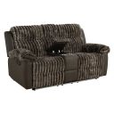 The appearance of Dionysus Manual Reclining Loveseat with Console In Brown designed by Furniture of America in the transitional interior design. This brown piece of furniture  was selected by 1StopBedrooms from Dionysus Collection to add a touch of cosiness and style into your home. Sku: FM64003BR-LV-M. Material: Solid Wood.