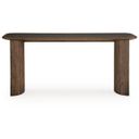 The appearance of Dontayne Sofa Table In Warm Brown designed by Signature Design by Ashley in the modern / contemporary interior design. This warm brown piece of furniture  was selected by 1StopBedrooms from Dontayne Collection to add a touch of cosiness and style into your home. Sku: T563-4. Material: Wood.