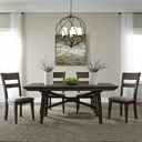 The appearance of Double Bridge Dark Chestnut Trestle Dining Table Set designed by Liberty in the transitional interior design. This brown piece of furniture was selected by 1StopBedrooms from Bridge Collection to add a touch of cosiness and style into your home. Sku: 152-C2501S;152-C2501S;152-C2501S;152-C2501S;152-P3696;152-T3696. Material: Wood. Table Top Shape: Rectangular. Size: 56".