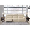 The appearance of Double Deal 3-Piece Power Reclining Sofa Sectional In Almond designed by Signature Design by Ashley in the modern / contemporary interior design. This almond piece of furniture  was selected by 1StopBedrooms from Double Deal Collection to add a touch of cosiness and style into your home. Sku: U1300158;U1300146;U1300162. Material: Genuine Leather.