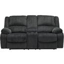 The appearance of Draycoll Double Reclining Loveseat With Console In Slate designed by Signature Design by Ashley in the modern / contemporary interior design. This slate piece of furniture was selected by 1StopBedrooms from Draycoll Collection to add a touch of cosiness and style into your home. Sku: 7650494. Material: Polyester.