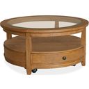 The appearance of Durant Round Cocktail Table With Casters In Honey Brown designed by Magnussen in the transitional interior design. This honey brown piece of furniture was selected by 1StopBedrooms from Durant Collection to add a touch of cosiness and style into your home. Sku: T5814-45. Material: Oak Veneer.
