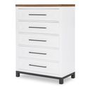 The appearance of Dutton 5 Drawer Chest In Natural White designed by Legacy Classic in the country / farmhouse interior design. This natural white piece of furniture  was selected by 1StopBedrooms from Dutton Collection to add a touch of cosiness and style into your home. Sku: 1568-2200. Material: Hardwood.