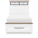 The appearance of Dutton Complete Metalwork Twin Panel Bed with Storage Footboard In Natural White designed by Legacy Classic in the country / farmhouse interior design. This natural white piece of furniture  was selected by 1StopBedrooms from Dutton Collection to add a touch of cosiness and style into your home. Sku: 1568-4203;1568-4213;1568-4901. Bed Type: Storage Bed. Bed Size: Twin. Material: Hardwood.