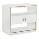 The appearance of East Camden Nightstand In Pearl designed by Fairfield Chair in the modern / contemporary interior design. This pearl piece of furniture was selected by 1StopBedrooms from East Camden Collection to add a touch of cosiness and style into your home. Sku: 8098-BS. Material: Poplar Solid.