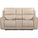 The appearance of Easton Zero Gravity Power Reclining Tilt Console Loveseat with Headrest and Footrest In Steamboat Quartz designed by Parker House in the transitional interior design. This steamboat quartz piece of furniture was selected by 1StopBedrooms from Easton Collection to add a touch of cosiness and style into your home. Sku: MEAS-822CP3ZT-STQZ. Material: Top Grain Leather.