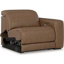 The appearance of EasyMoney Right-Arm Facing Power Recliner In Caramel designed by Signature Design by Ashley in the modern / contemporary interior design. This caramel piece of furniture was selected by 1StopBedrooms from EasyMoney Collection to add a touch of cosiness and style into your home. Sku: NCU1070062. Material: Leather Match.