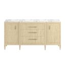 The appearance of Eave Credenza with Stone Top In Sundrenched Oak and Natural Oak designed by A.R.T. in the traditional interior design. This sundrenched oak/natural oak piece of furniture  was selected by 1StopBedrooms from Eave Collection to add a touch of cosiness and style into your home. Sku: 436252-1825. Material: Parawood.