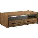The appearance of Abode Edie Rectangular Coffee Table In Warm Brunette designed by Kincaid in the interior design. This warm brunette piece of furniture was selected by 1StopBedrooms from Abode Collection to add a touch of cosiness and style into your home. Sku: 269-910. Material: Solid Wood.