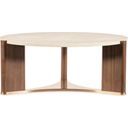 Eleana Round Cocktail Table In Walnut and Beige
