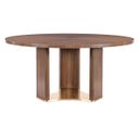 Eleana Round Dining Table In Walnut and Bronze