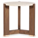 Eleana Round End Table In Walnut and Beige