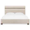 Eleana Upholstered King Panel Bed In Walnut and Beige