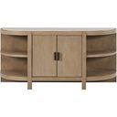 Elements Curved 2-Door Console Table With Marble Top In Toffee