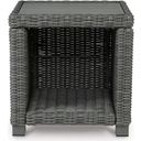 The appearance of Elite Park Gray Square End Table designed by Signature Design by Ashley in the transitional interior design. This gray piece of furniture was selected by 1StopBedrooms from Elite Park Collection to add a touch of cosiness and style into your home. Sku: P518-702. Table Top Shape: Square. Material: Stainless Steel.