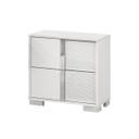 The appearance of Elma 2 Drawer Nightstand with Metal Trim Accent Handle and Leg In White Lacquer designed by Best Quality Furniture in the modern / contemporary interior design. This white piece of furniture  was selected by 1StopBedrooms from Elma Collection to add a touch of cosiness and style into your home. Sku: B750-N. Material: Wood.